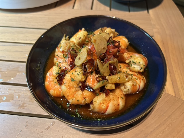 Prawns with garlic and chilli at a local restaurant