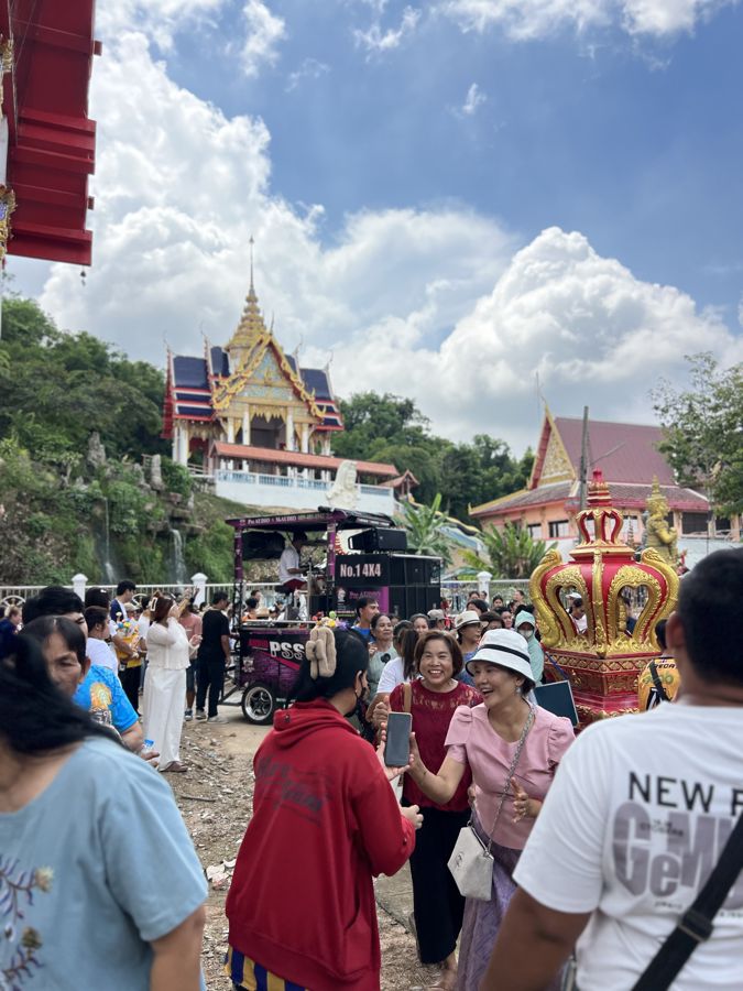 A busy local fair near Pattaya, with food and market stalls